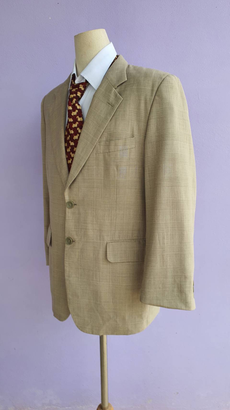SUIT-A0003 เสื้อสูท สีน้ำตาลอ่อน มือสอง HARDEES อก free-42 นิ้ว
