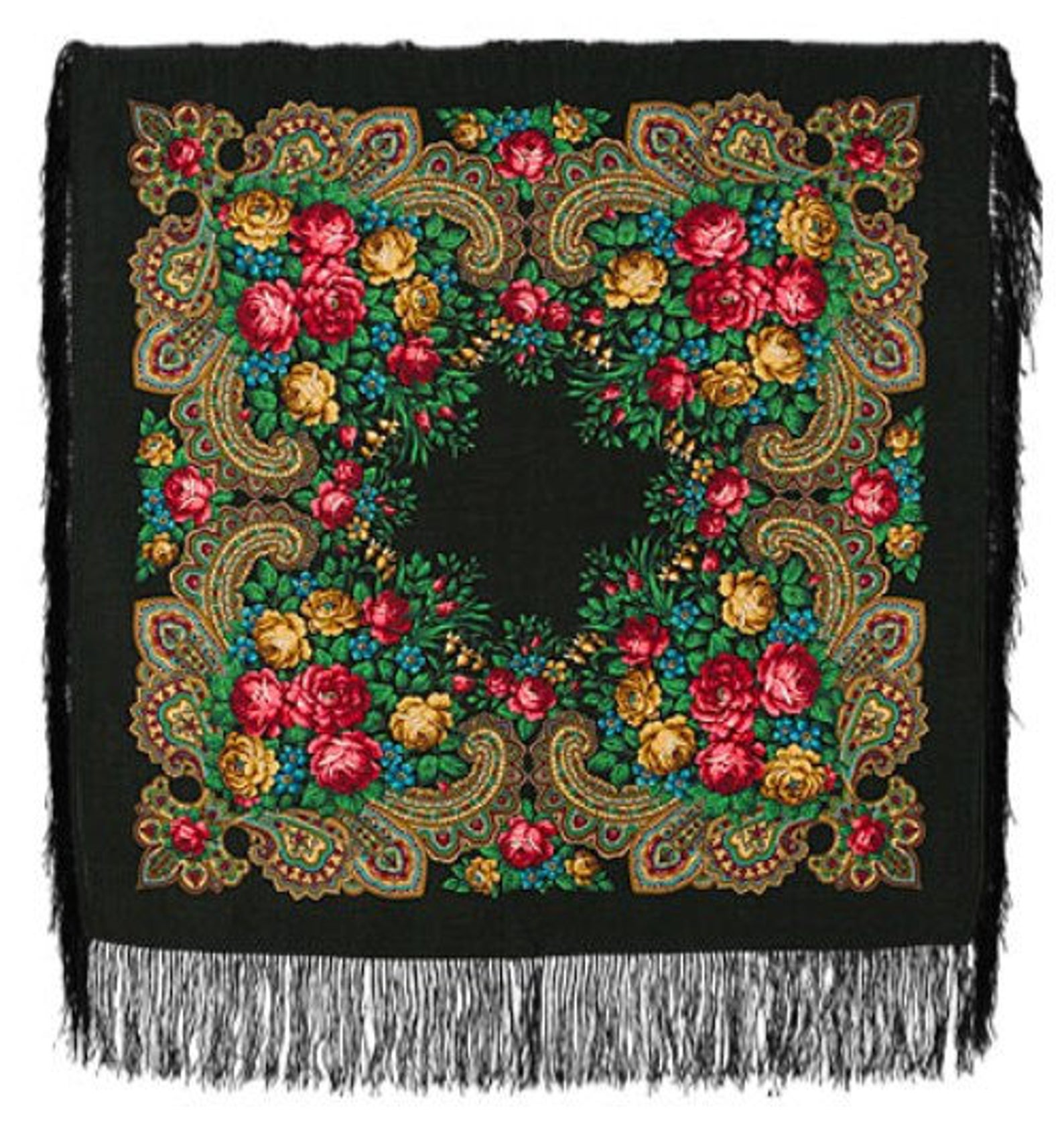 ผ้าพันคอ/คลุมไหล่ขนสัตว์รัสเซียแท้พิมพ์ลาย (100% Wool Shawls) : From Russia With Love 89 x 89 cm.