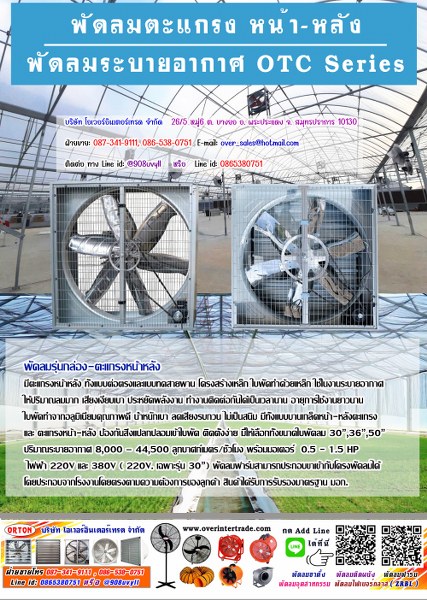 พัดลมแบบตะแกรงหน้าหลัง เหมาะสำหรับติดตั้งที่ผนัง มีตะแกรงหลังเพื่อความปลอดภัย พัดลมตะแกรง หน้า-หลัง ระบายอากาศ OTC-series