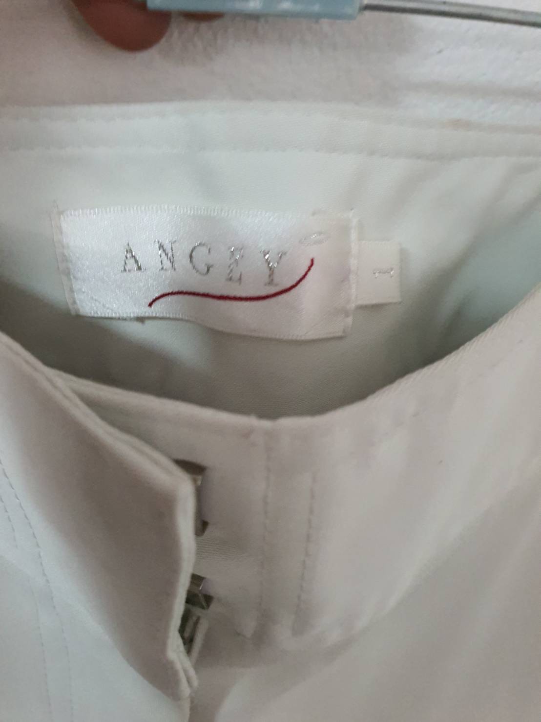 FF06558 กางเกงผ้า สีขาว มือสอง ANGEY เอว 25 นิ้ว
