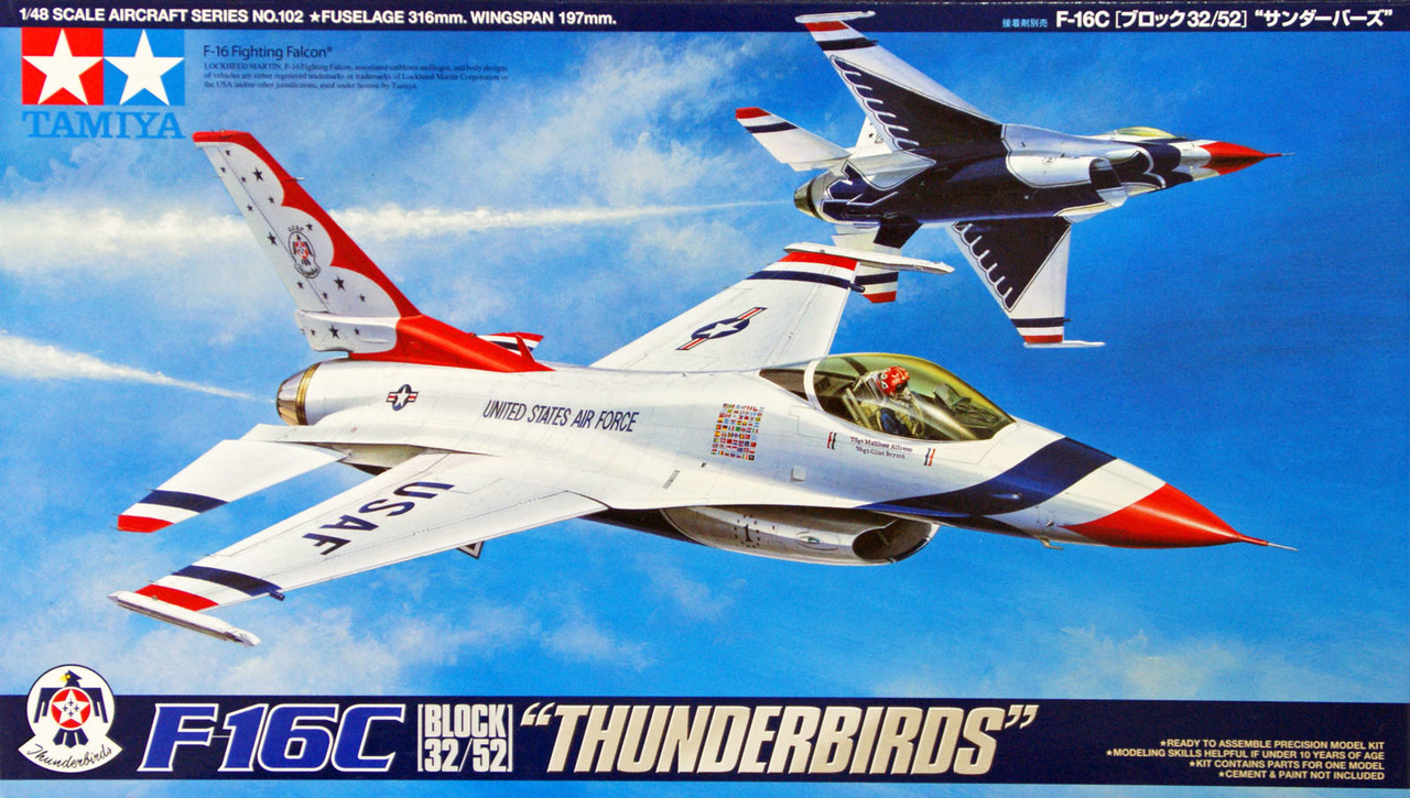 โมเดลเครื่องบิน Tamiya ขนาด 1/48 TA61102 F-16C Block 32/52 & Thunderbirds