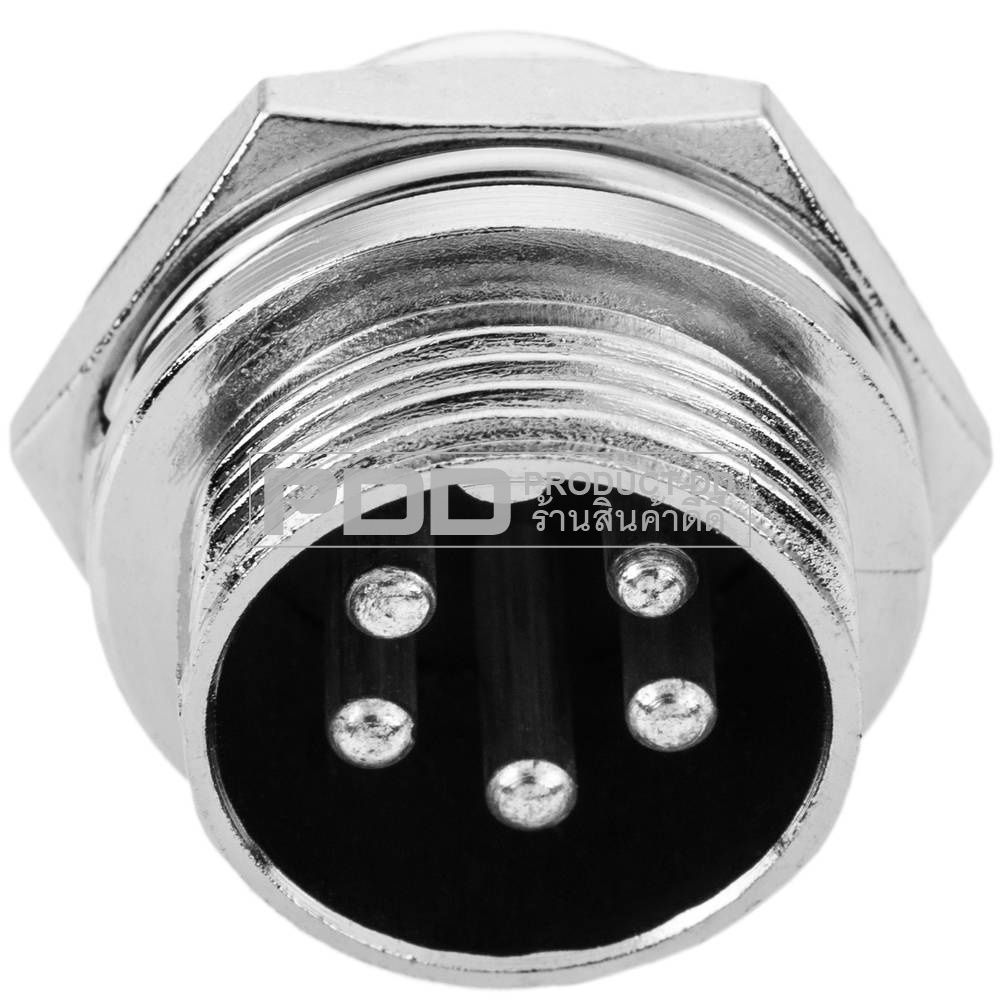 GX16-5 Pin หัวปลั๊ค Plug คอนเนคเตอร์เหล็ก ยึดแท่น ตัวผู้ 5 ขา 2 มม. สำหรับหัวแร้งตระกูล 936, 937