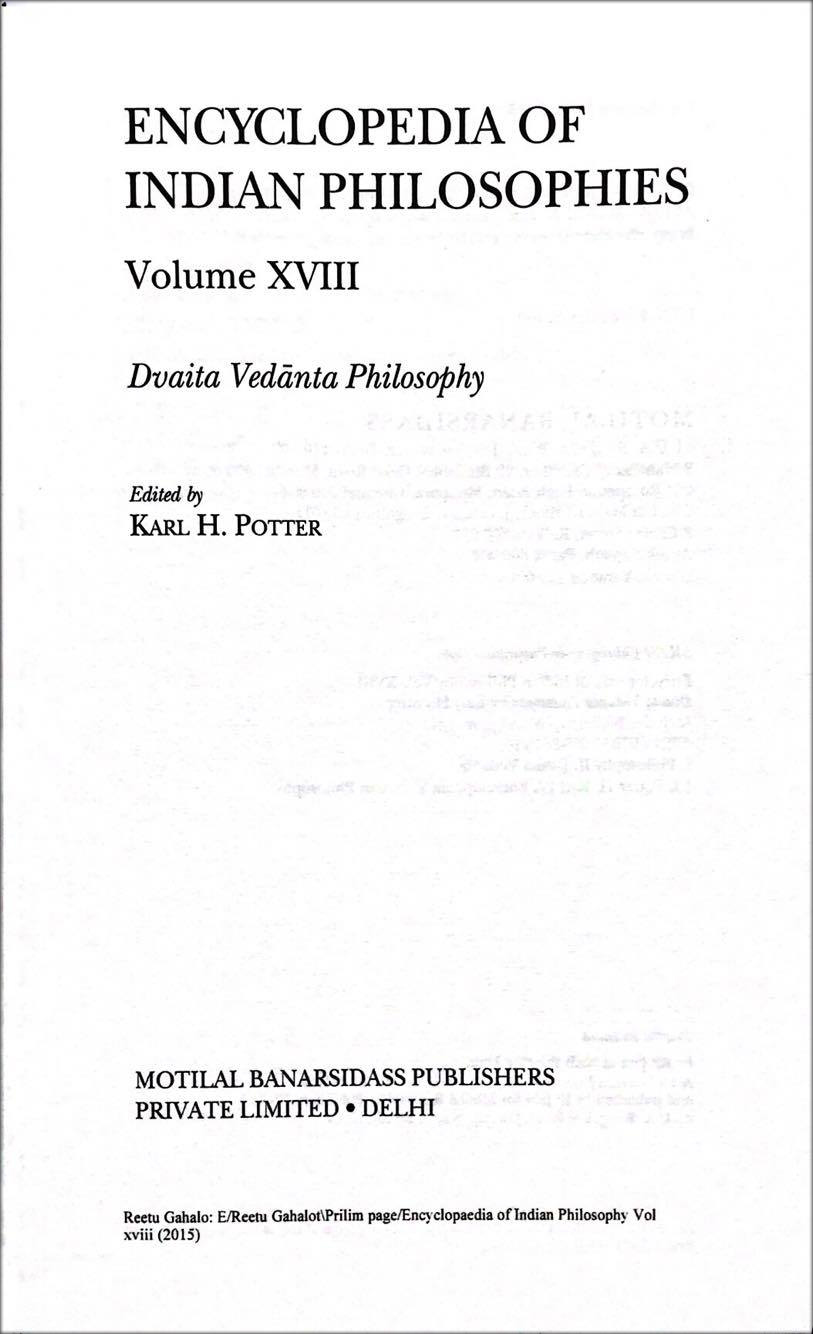 สารานุกรมเกี่ยวกับปรัชญาอินเดียเล่มที่18 (Encyclopedia of Indian Philosophies Volume XVIII)