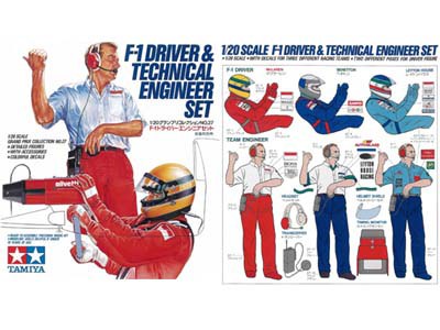 โมเดลฟิกเกอร์นักแข่งรถ Tamiya ขนาด 1/20 TA20027 F-1 Driver & Technical Engineer Set