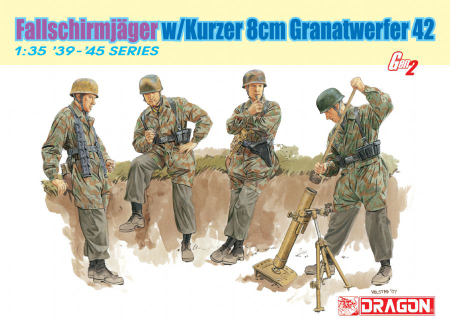 โมเดลฟิกเกอร์ Dragon Models 1/35 DGM6373 FJ 8cm GR.W.42 Mortar Team
