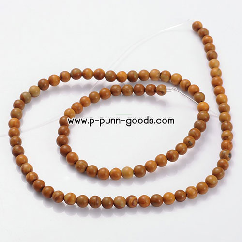 Wood Lace Stone เม็ดกลม 4 มม. (1 เส้น)