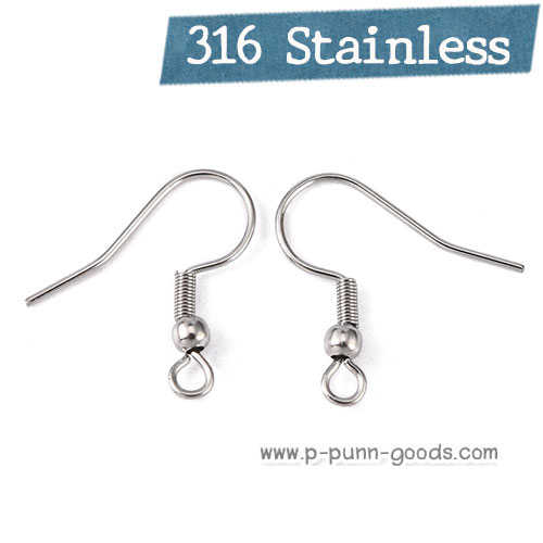 ก้านต่างหูสแตนเลส 20 มม. แบบเกี่ยว (316 Stainless Steel)