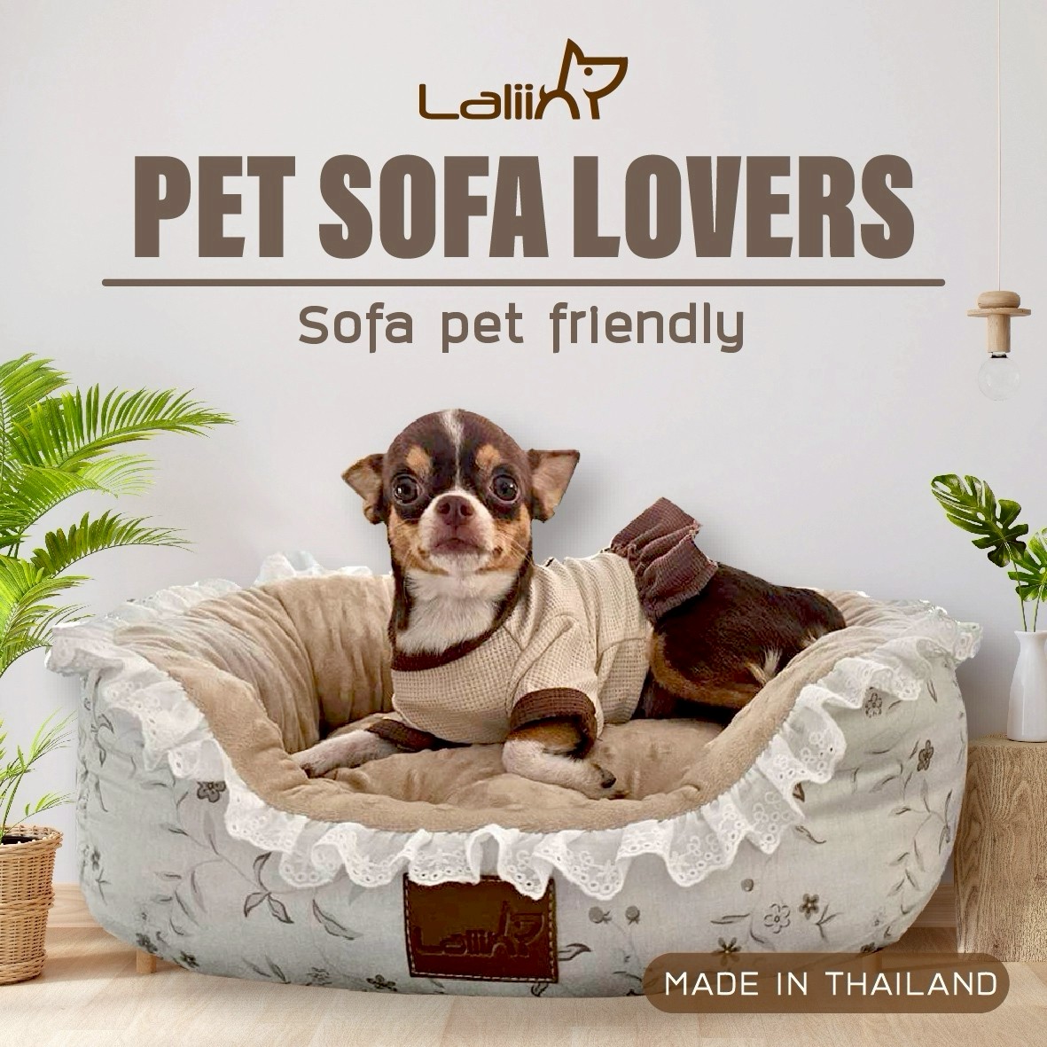LALIIN PET SOFA LOVER ที่นอน เบาะนอนนุ่ม สำหรับน้องหมา น้องแมว ทำมาจากผ้าคอตตอน 100%
