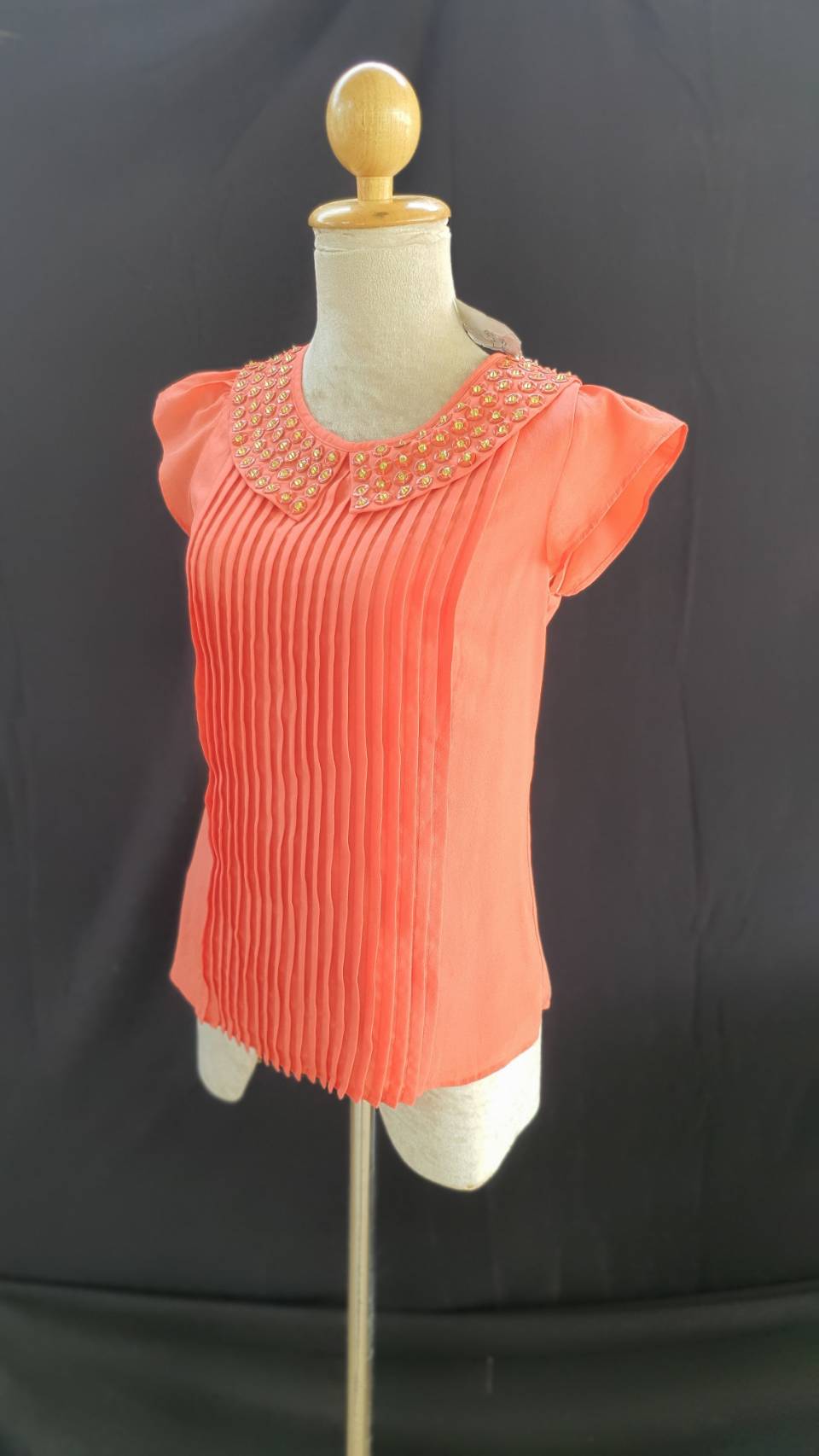 FF02652 เสื้อแฟชั่นชีฟอง สีส้ม ของใหม่ อก 34-35 นิ้ว