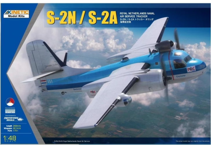 โมเดลเครื่องบินรบ Kinetic Model 1/48 KI-K48118 S-2N/S-2A ROYAL NETHERLANDS NAVAL AIR SERVICE TRACKER