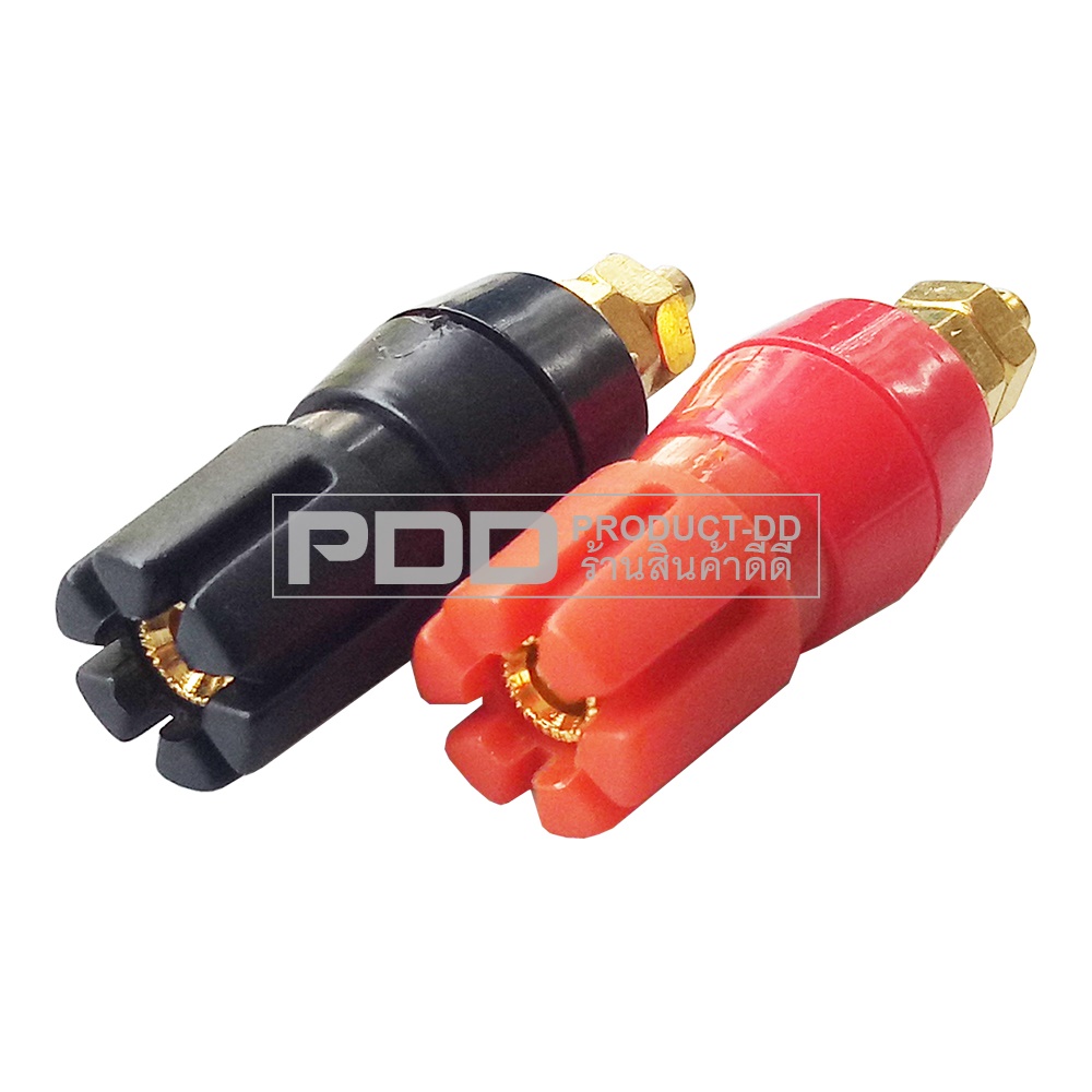 (แพค 1 คู่) บานาน่าแจ๊ค 4 mm ตัวเมียแบบเดี่ยวหัวแฉก ขนาด 1.5x5 cm สีดำ-แดง สำหรับยึดแท่น