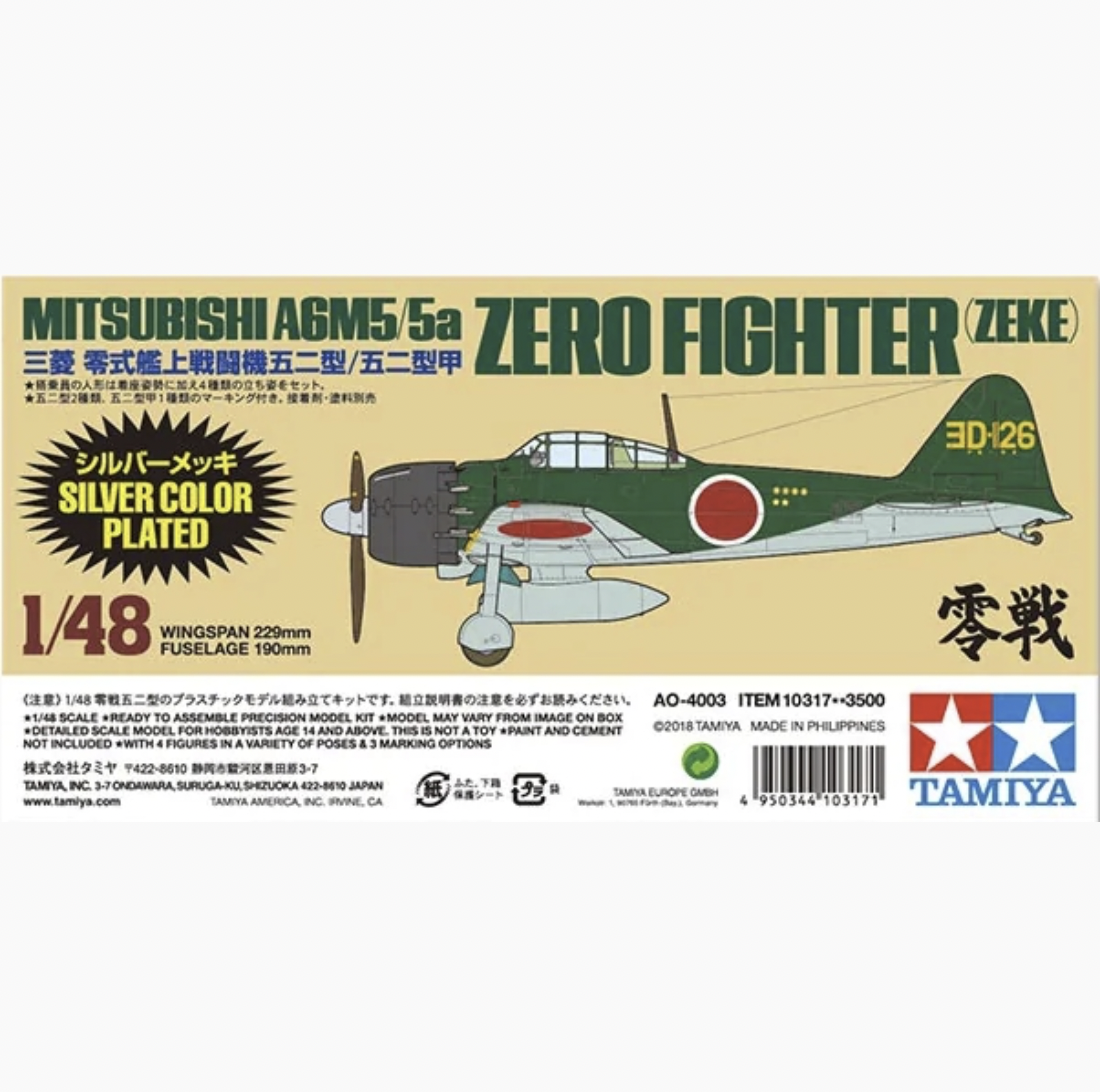 โมเดลเครื่องบิน Tamiya ขนาด 1/48 TA10317 Mitsubishi A6M5/5a Zero Fighter (ZEKE) (Silver color plated)