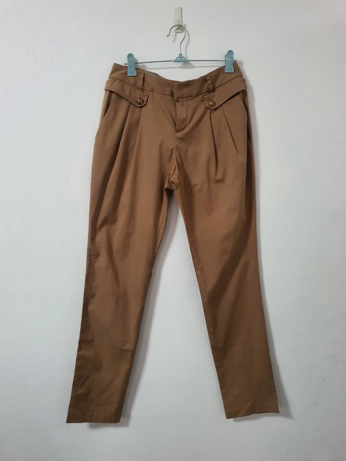 FF06332 กางเกงผ้ามือสอง สีน้ำตาล เอว 27 นิ้ว