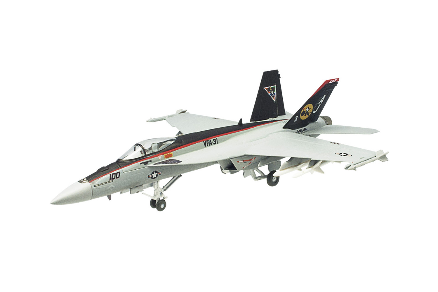 โมเดลเครื่องบินจำลองขนาด 1/144 ยี่ห้อเอฟทอย ชุด Boeing Collection แบบ #3: F/A-18 E Super Hornet US Navy 31st Battle Attack Squadron [Tomcatters] CAG machine