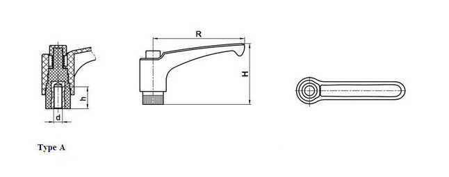 Plastic clamping lever(Female ) : M5 X 45 มือจับปรับระดับพลาสติก