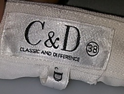 FF01470 กางเกงผ้า สีขาว แบรนด์ มือสอง C&D "เอว 26 นิ้ว"
