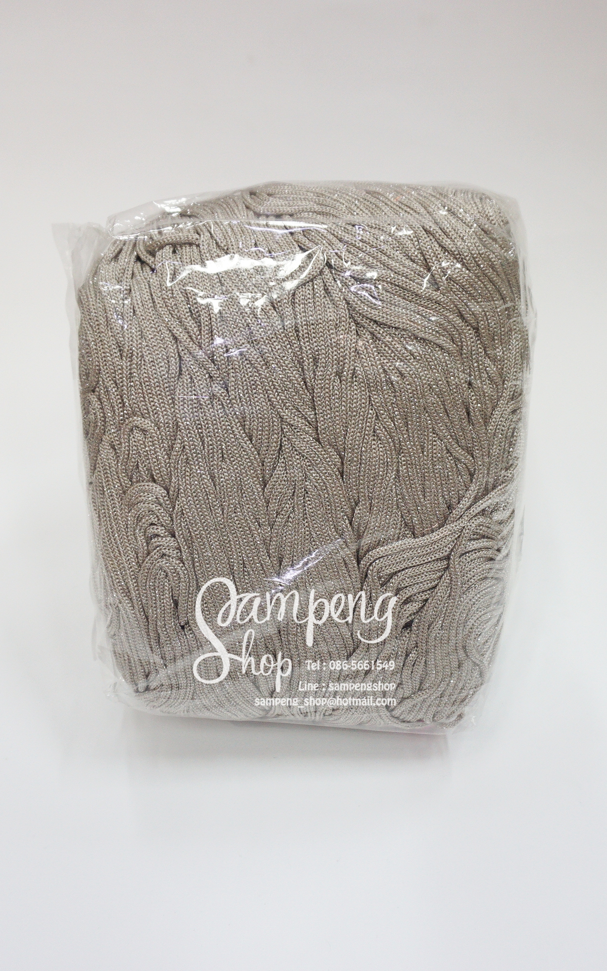 เชือกร่ม สีเปลือกไม้ดิ้นเงิน