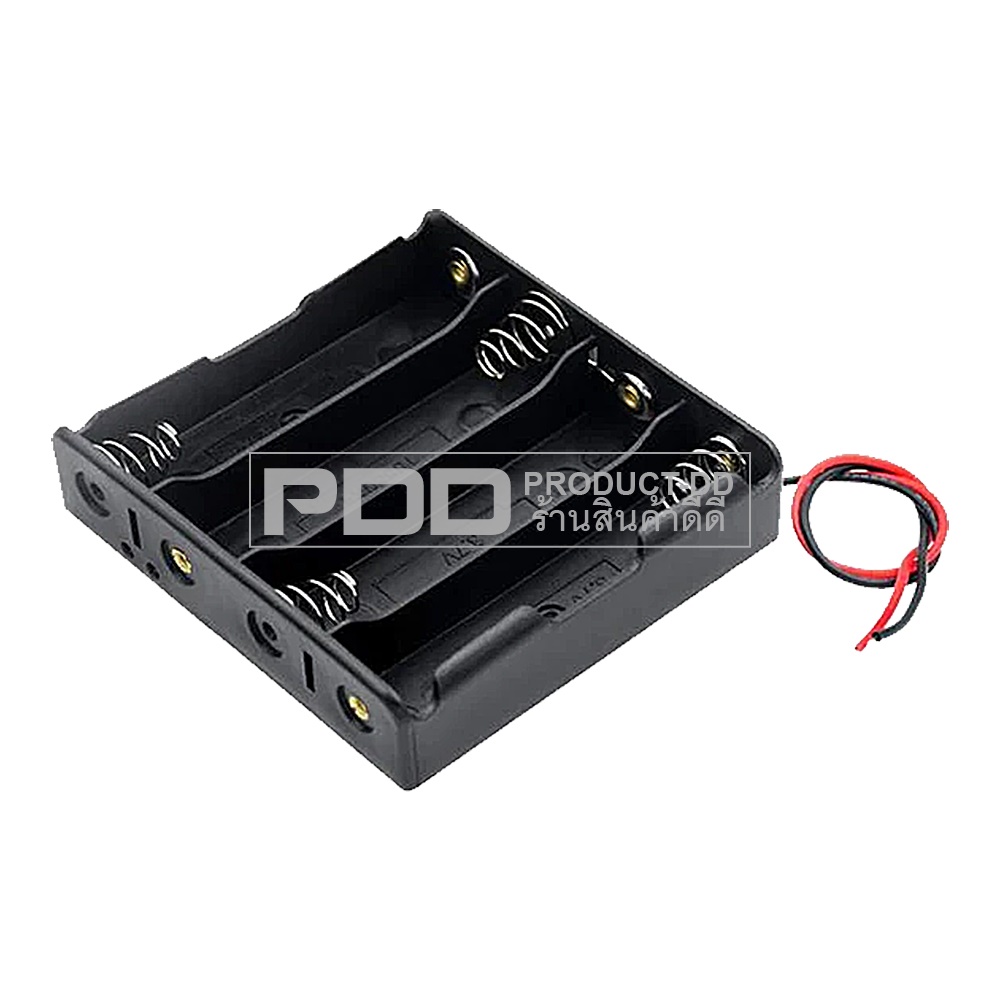 รางถ่าน 18650 ใส่ถ่าน 4 ก้อน ต่ออนุกรม 14.8V กะบะถ่าน Batterry Holder มีสายต่อ