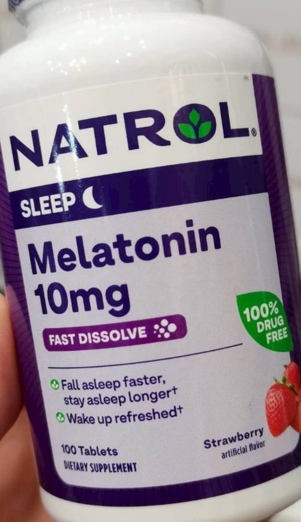 Natrol Melatonin Time Release Fast Dissolve 10 mg 100 Tab #Stawberry [ แพคเกจใหม่ ]