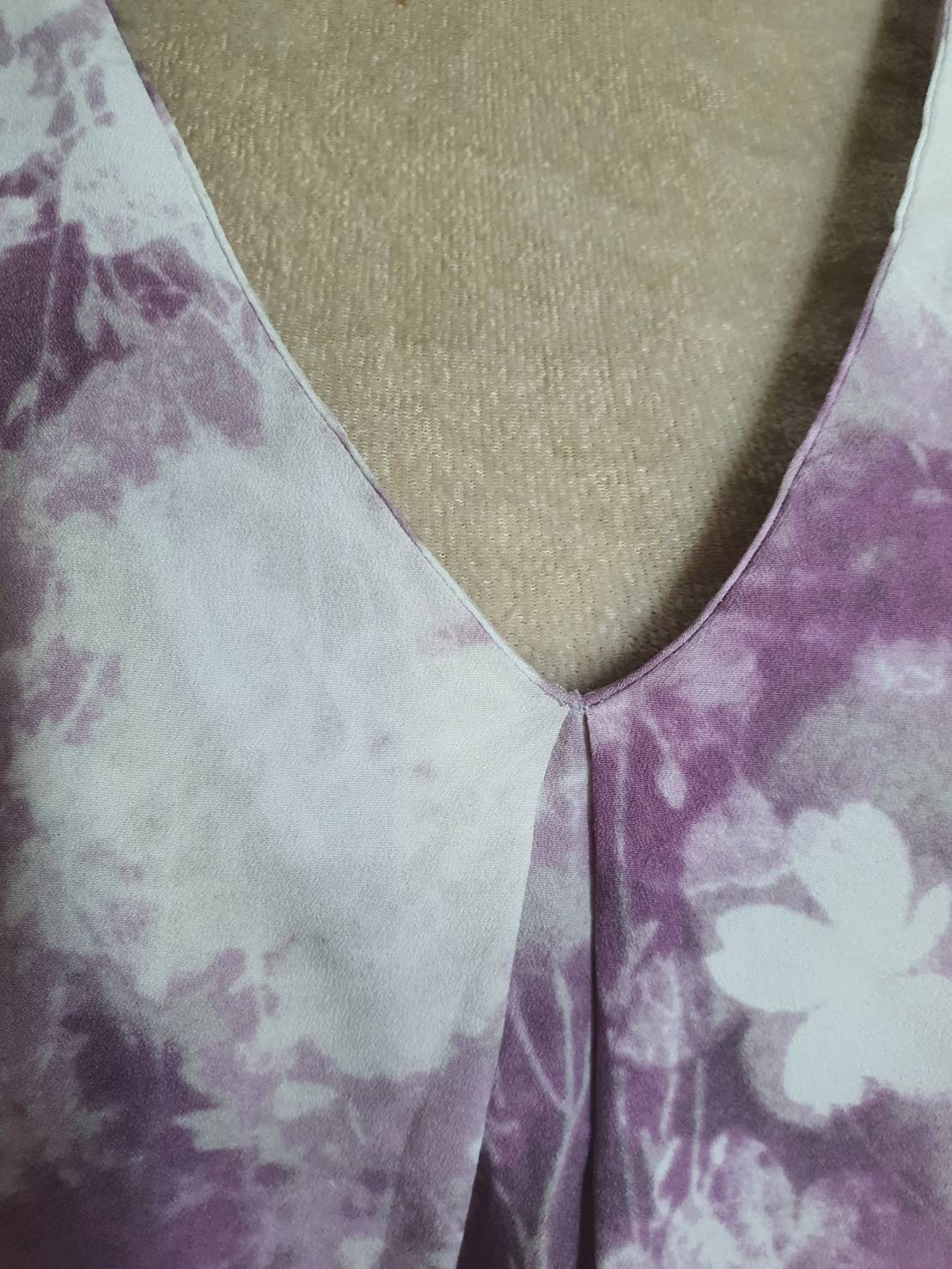 FF05294 เสื้อผ้ามือสอง ชีฟอง สีม่วง แบรนด์ TAHARI อก FREE-46 นิ้ว