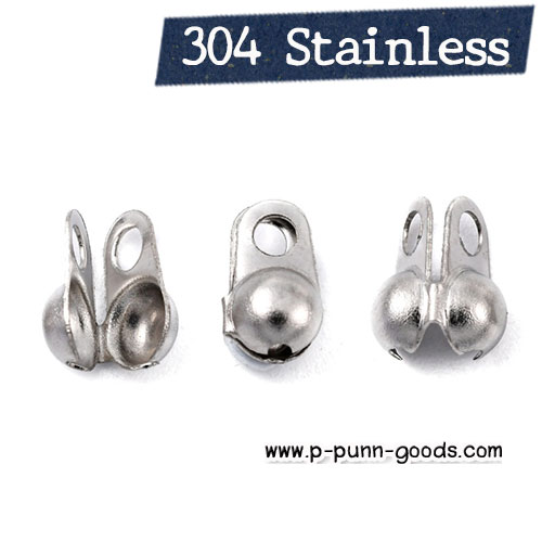 ตัวปิดปมสแตนเลส 9.5x6 มม./ ตัวครอบโซ่ไข่ปลา 3.5-4 มม. (Stainless Steel)