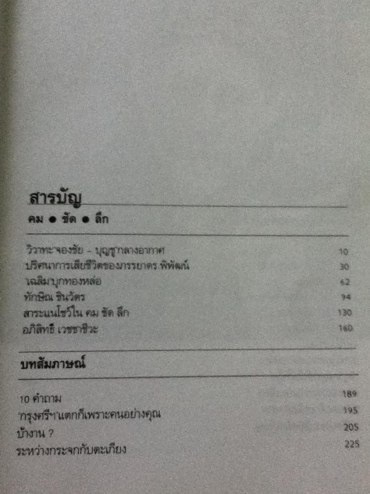 คม ชัด ลึก (ข้อเขียนและบทสัมภาษณ์ของผู้เขียน)/ สรยุทธ สุทัศนะจินดา