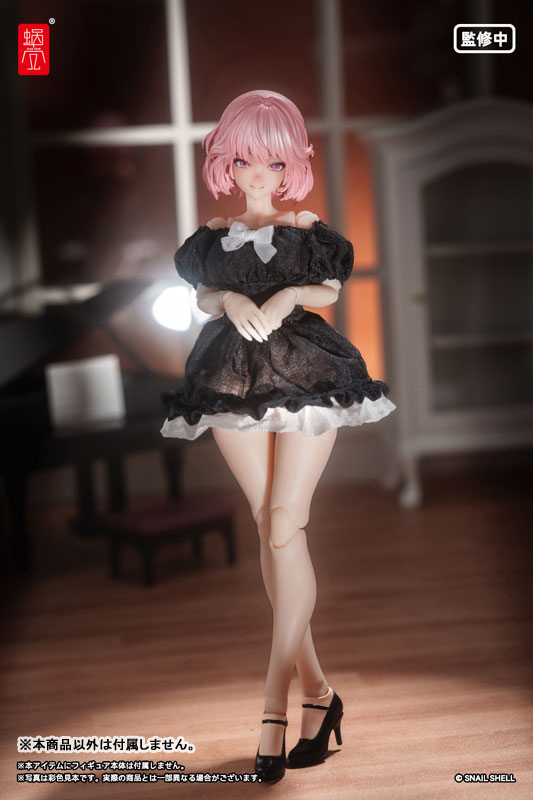 Puff Sleeves One-piece Dress (Black) (DOLL ACCESSORY)(Pre-order)