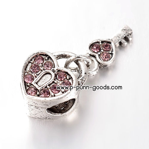 กุญแจเพชร 26 มม (Rhinstone European Beads) ** เลือกสีด้านใน **