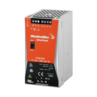 POWER SUPPLY, WEIDMULLER, 8708670000, CP SNT 120W 24V 5A