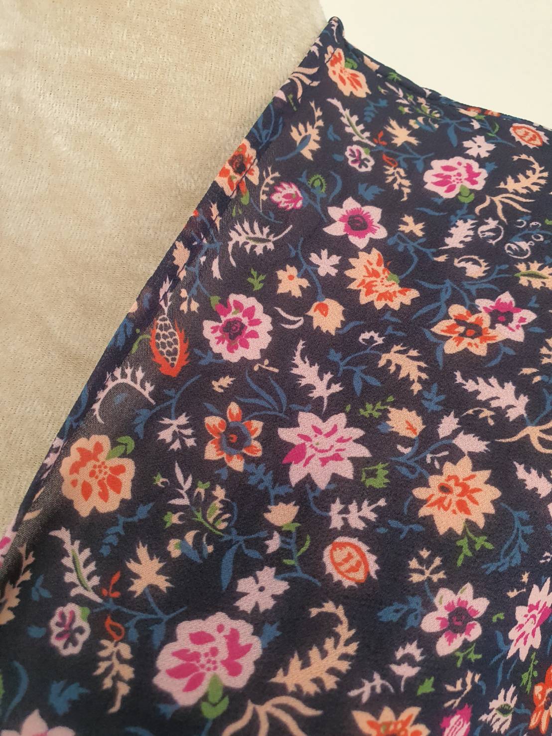 FF05828 เสื้อคลุมชีฟอง มือสอง ลายดอกไม้ แบรนด์ LUCKY BRAND อก free