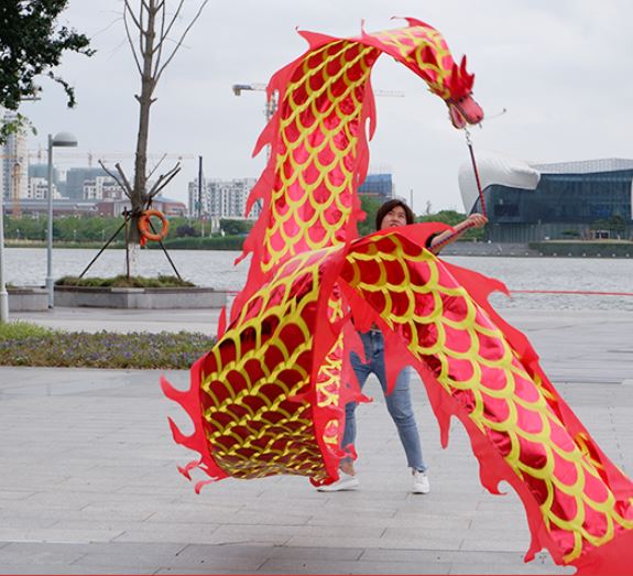 มังกรริบบิ้น ขนาดลำตัวมังกร 8 เมตร ริบบิ้นมังกร เต้นมังกรริบบิ้น