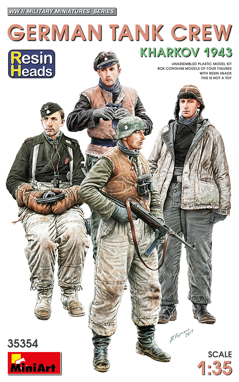 โมเดลฟิกเกอร์ทหารและพลขับรถถัง MiniArt ขนาด 1/35 MI35354 German Tank Crew.Kharkov 1943. Resin Heads
