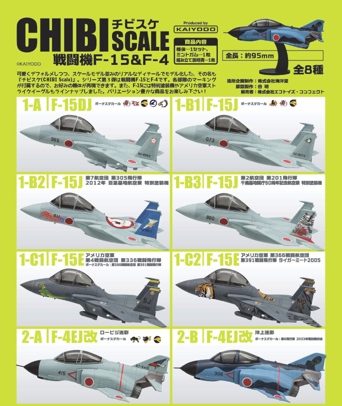 โมเดลเครื่องบินจำลอง F-toys CHIBI SCALE Fighter F-15 & F-4