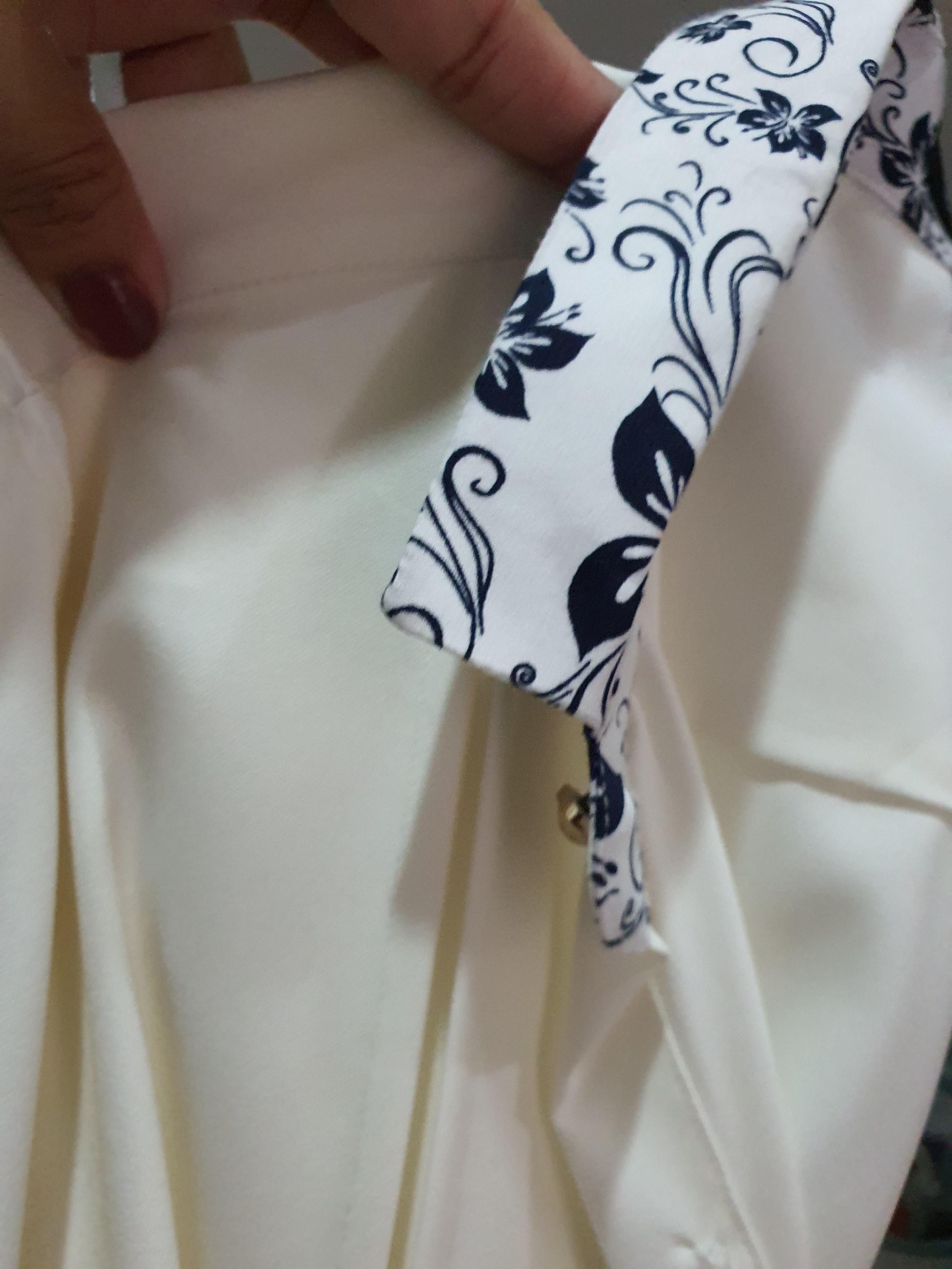 FF01870 เสื้อเชิ้ตแฟชั่น นำเข้ามือสอง สีครีม อก 34 นิ้ว
