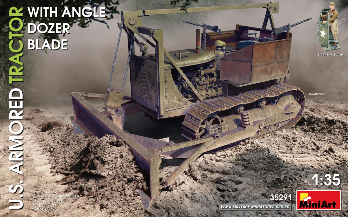 โมเดลรถแทรกเตอร์ทหาร MiniArt ขนาด 1/35 MI35291 U.S. Armored Tractor With Angle Dozer Blade