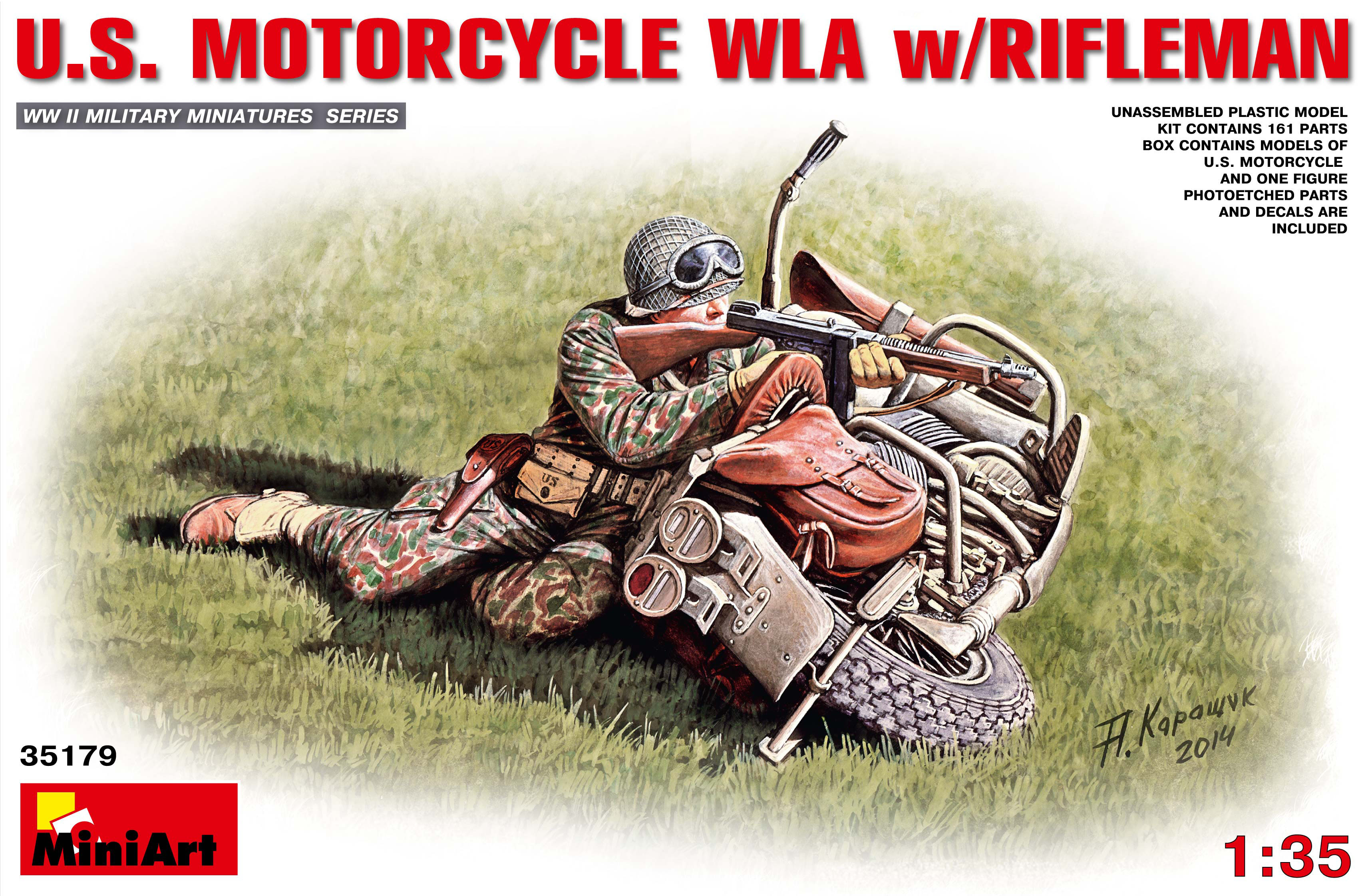 โมเดลฟิกเกอร์ทหารและรถมอเตอร์ไซด์ MiniArt ขนาด 1/35 MI35179 U.S.MOTORCYCLE