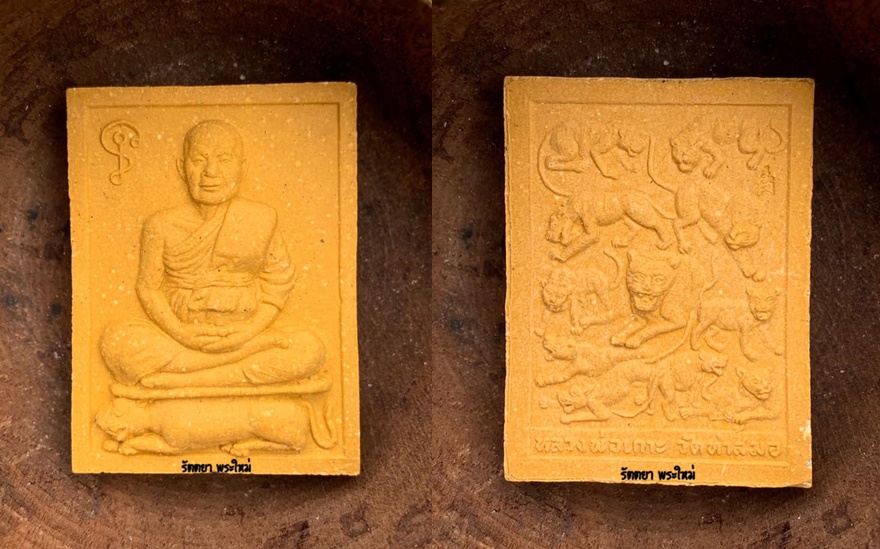 พระสมเด็จเสือ 11 ตัว หลวงพ่อเกาะ วัดท่าสมอ จ.ชัยนาท เนื้อเหลืองแก่ว่านดอกทอง