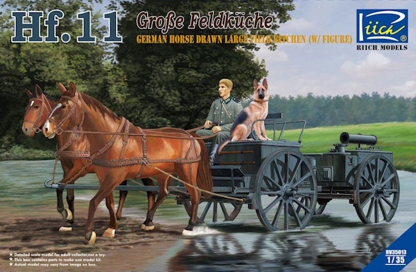 โมเดลรถม้าทหารและฟิกเกอร์ Riich ขนาด 1/35 RV35013 German Horses Drawn Large Field Kitchen Hf.11(2 horses, 1 figure, 1 dog)