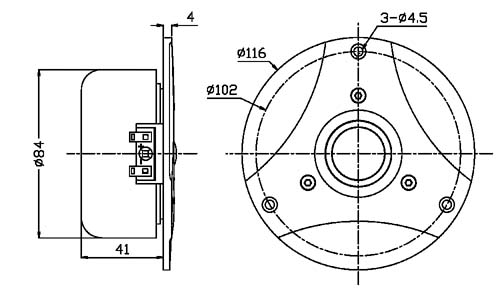 Hi-Vi K1 1" Fabric Dome Tweeter, 116 mm Flange