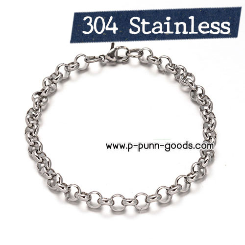 สร้อยข้อมือสแตนเลส 6 มม. ยาว 20 ซม. (304 Stainless Steel)