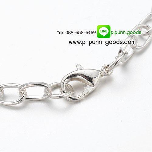 สร้อยข้อมือโซ่ Cross Chain สีเงิน พร้อมตะขอก้ามปู