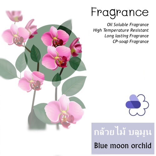 Orchid : Blue moon orchid หัวน้ำมันหอม ดอกกล้วยไม้ บลูมูน Floral sweet กลิ่นหอมหวาน ละมุน มีเสน่ห์ ละลายในน้ำมัน ทนอุณหภูมิสูง ไม่เร่งเทรซ COA