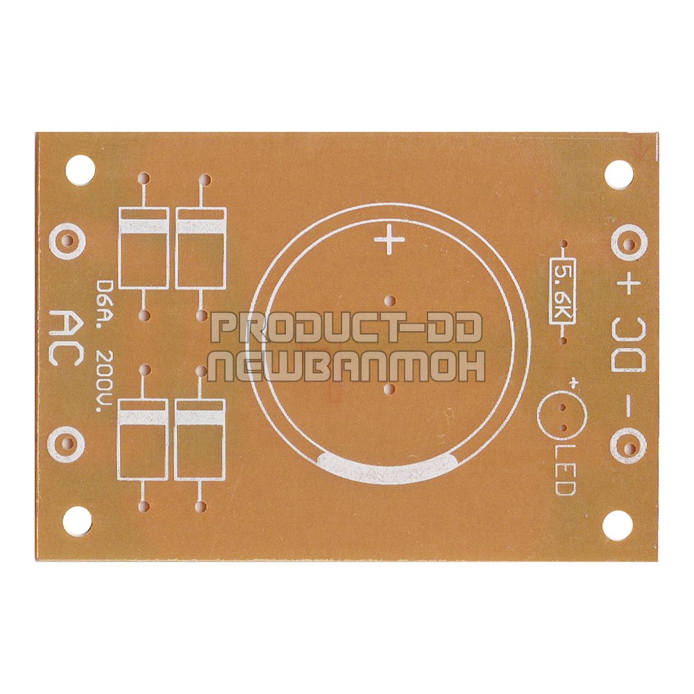 แผ่นปริ้นท์เปล่า DIY วงจรแปลงไฟ Bridge Rectifier ไฟเดี่ยว ขนาด 5.4x7.8 ซม.