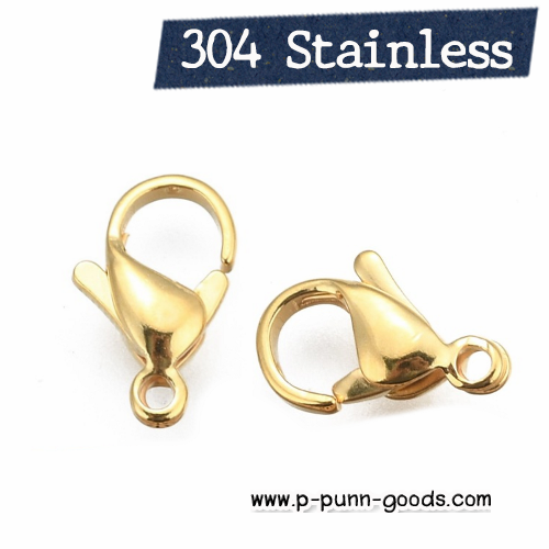 ตะขอก้ามปูสแตนเลส-สีทอง 12x8 มม. (Stainless Steel)