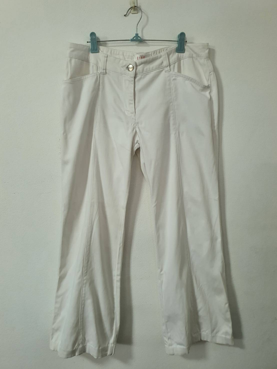 FF06361 กางเกงผ้ามือสอง สีขาว แบรนด์ ELLE เอว นิ้ว