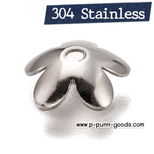 ฝาครอบลูกปัดสแตนเลส 8มม. ดอกไม้ 5 กลีบ (Stainless Steel)