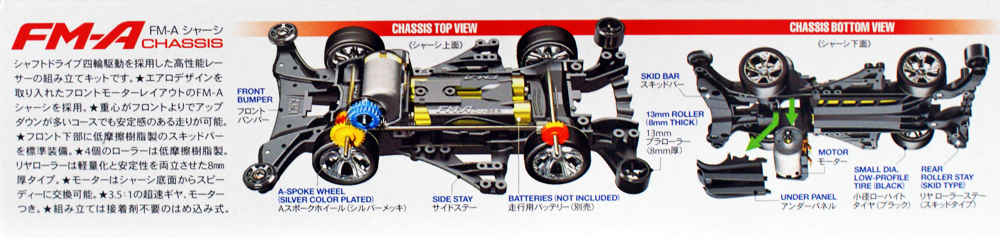 รถมินิ 4WD ทามิย่า ขนาด 1/32 Tamiya Mini 4WD TA18707 Rowdy Bull FM-A Chassis