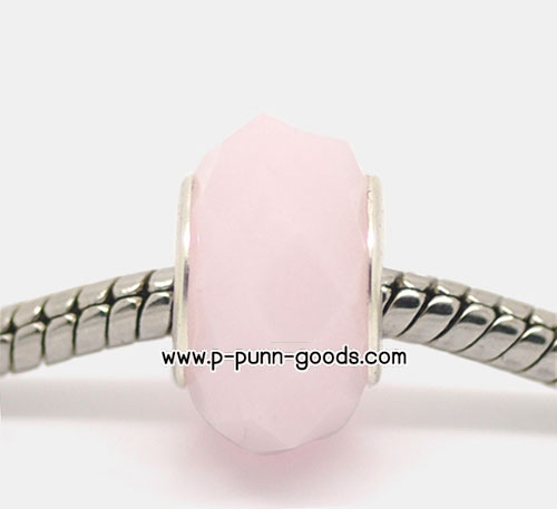 ลูกปัดแก้ว 14x9 มม. LightPink (Crystal Glass European Beads)