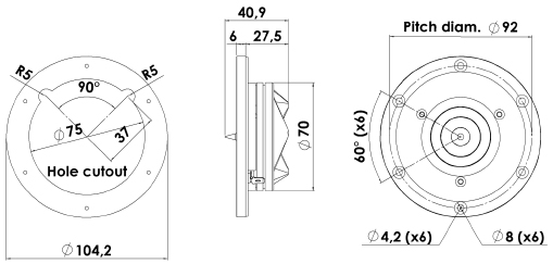 ScanSpeak Revelator R2904/7000-00 Tweeter, Silver Face, Silver Plug