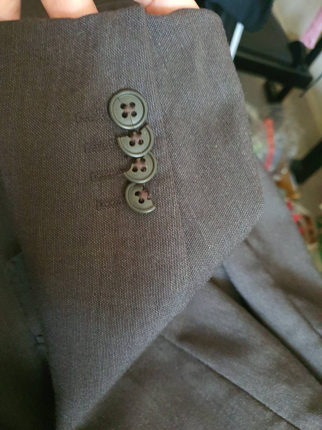 Suit0089 เสื้อสูทชาย สีเทาน้ำตาลเข้ม มือสอง Master.NET อก 42 นิ้ว